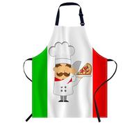Smooffly Tablier de cuisine réglable avec drapeau de l'Italie pour la cuisine, le restaurant, le café, la pâtisserie, le jardinage, le barbecue, Pizza Chef Dessin Animé Drapeau Italie, 27x31 Inch