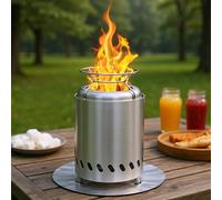 SMOOL Brasero de table portable sans fumée de 14 cm en acier inoxydable | Poêle d'extérieur portable pour camping et terrasse avec sac de transport et 2 mini bâtons, utilisable avec des granulés ou