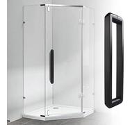 Smooth Anti-Rust Sliding Door Handle,Bath Glass Door Handle Matte Black - with Safe Corner, Modern Indoor Handle Grip Bar-to-Bar, Easy Installation(124cm/49)