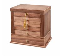 SmoothGain Boîte de Rangement Maquillage Organisateur Cosmétique Coffret Tiroirs Présentoir Beauté Style Plateau Supérieur et, Bois D Hévéa Plaqué Noyer