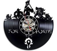 Smotly Horloge Murale en Vinyle, Grande Horloge avec World of Warcraft décoration Murale thème, Cadeau décoration de la Maison de démon rétro Figure Illidan,B