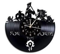 Smotly Horloge Murale en Vinyle, Grande Horloge avec World of Warcraft décoration Murale thème, Cadeau décoration de la Maison de démon rétro Figure Illidan,A