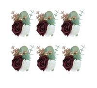 SMTCM Lot de 6 épingles à corsage pour costume de mariage - Rose - Boutonnière - Poignet - Fleurs - Broche à revers - Pour vêtements - Convient pour les mariages, les dîners de gala et les fêtes