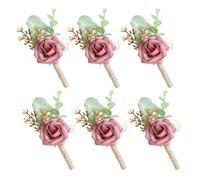 SMTCM Lot de 6 épingles à corsage pour costume de mariage - Rose - Boutonnière - Poignet - Fleurs - Broche à revers - Pour vêtements - Convient pour les mariages, les dîners de gala et les fêtes