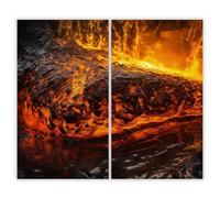 SMTDeco Protection plaque de cuisson, vitrocéramique, verre trempé, pour cuisinières électrique, à induction,planche à découper 2 x 30x52 cm Lot de 2. Orange Magma (104541)