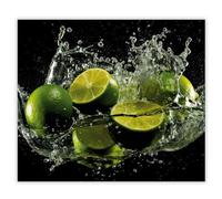 SMTDeco Protection plaque de cuisson, vitrocéramique, verre trempé, pour cuisinières électrique, à induction,planche à découper 60x52 cm une pièce Fruit Lime Noir (106984)