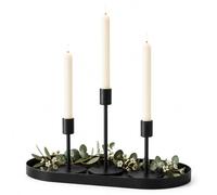 smtyle Lot de 3 bougeoirs Coniques Courts Noirs pour Bougies Chandeliers avec Fer - 2 cm de diamètre - Idéal pour Centre de Table