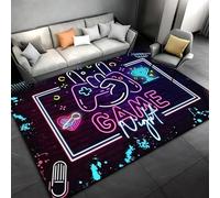 SMXVRC Jeu Thème Enfants Tapis, 70x140cm, Jeu Nuit Joueur Moquette, Néon Contrôleur Gagnant À l'intérieur Moquette, sans Perte de Poils Facile Propre Tapis pour À l'intérieur Dortoir