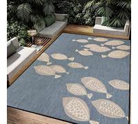 SMXVRC Tapis Côtier Motif Poissons Bleus Nautique, 60x110cm, Grand Tapis Intérieur Lavable Antidérapant pour Salon, Entrée, Véranda, Décoration Maison