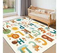 SMXVRC Tapis éducatif Alphabet Enfants, 60x110cm, Tapis de Jeu ABC Animaux Mignons pour Tout-Petits, Doux et Respirant avec Envers Antidérapant pour la Chambre de Bébé