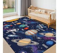 SMXVRC Tapis Système Solaire Enfants, 160x230cm, Tapis éducatif Espace pour Chambre, Salle de Jeux et Salle de Classe, Lavable AntidéRapant Motif Astronaute Planètes pour Garçons Filles