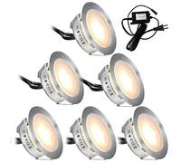 SMY Lighting Lot de 6 Spot LED Encastrable Extérieur Blanc Chaud, IP67 Étanche, DC12V 1,5W Ø55mm Spots à Encastrer Extérieur pour Terrasse Bois Escalier