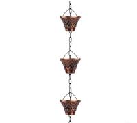 SMZhomeone Chaîne de pluie bleue bronze de 27 m, tuyau de descente décoratif en métal pour un flux d'eau élégant, décoration extérieure de jardin (couleur bronze)