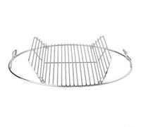 SMZhomeone Grille de barbecue pliable pour barbecue Weber rond au charbon de bois de 440 cm, grille rabattable en acier inoxydable avec charnière pour un remplissage facile, grille de cuisson argentée