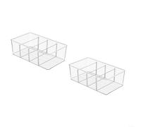 SMZhomeone Lot de 2 boîtes de rangement empilables transparentes avec séparateurs et couvercle à rabat, organiseur en PET transparent pour cuisine, thé, café, maquillage, 265 x 155 x 89 cm (2 pièces)