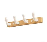 SMZhomeone Lot de 3 crochets muraux en bois massif sans clou pour écharpes, sacs à main, sacs à dos, bandes de suspension sans dommages, vestiaire, chambre à coucher, salle de bain, blanc (crochet L