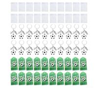 SMZhomeone Lot de 60 cadeaux de fête avec porte-clés en alliage, sacs en organza avec cordon de serrage et étiquettes en papier, idéal pour les événements et cadeaux sur le thème du football