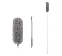 SMZhomeone Plumeau rétractable en microfibre pour ventilateur de plafond lavable tête flexible pour les coins hauts à la maison ou au bureau Gris 250 cm 2,5 m
