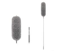SMZhomeone Plumeau rétractable en microfibre pour ventilateur de plafond lavable tête flexible pour les coins hauts à la maison ou au bureau Gris 250 cm 2,8 m