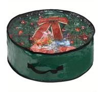 SMZhomeone Sac de rangement robuste et imperméable pour couronne de Noël 73,6 cm, organiseur d'anneaux pliable avec poignée pour décoration de vacances, garage, grenier, rouge, vert, blanc, noir (193