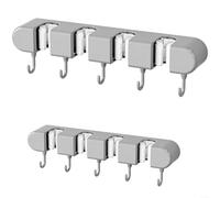 SMZhomeone Support mural sans perçage pour balai : crochet solide pour brosse à balais, solution de rangement peu encombrante, plastique gris (blanc)