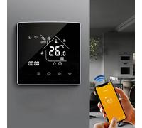 SMZhomeone Thermostat intelligent WiFi à écran tactile avec télécommande pour application TUYA pour chauffage au sol et chaudière, unité en métal ABS programmable en noir, 86 x 86 cm pour la maison