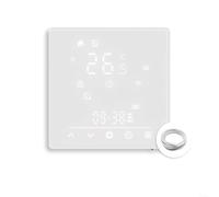 SMZhomeone Thermostat intelligent WiFi pour chauffage au sol électrique Tuya Matter avec écran tactile, moniteur météo, télécommande par application, blanc, 88 x 88 mm, ABS, bureau à domicile (GB)