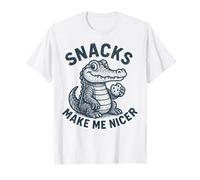 Snacks Make Me Nicer Alligator Snack Humour T-Shirt