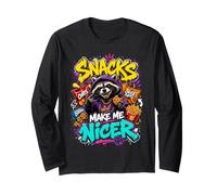 Snacks Make Me Nicer Feral Raton Laveur Fast Food Amateur de collations Manche Longue