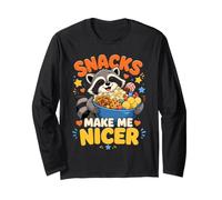 Snacks Make Me Nicer Feral Raton Laveur Fast Food Amateur de collations Manche Longue