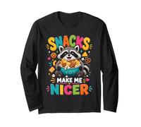 Snacks Make Me Nicer Feral Raton Laveur Fast Food Amateur de collations Manche Longue