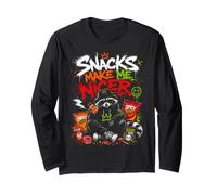 Snacks Make Me Nicer Feral Raton Laveur Fast Food Amateur de collations Manche Longue