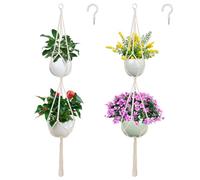 SNAIL GARDEN 2-Layer Macrame Plant Hangar Set de 2 pièces Double Plante Hangar avec Gland Pendaison Panier de Plantation Fait à la Main Corde de Coton Pendaison Panier de Plantation avec 2 Crochet