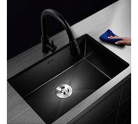 SnamicE Évier de cuisine en acier inoxydable, buanderie, avec mitigeur, avec mitigeur extractible, 3 options d'installation, acier inoxydable, fait main, nanotechnologie f, 24 *