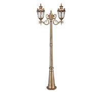 SnamicE Lampadaire d'extérieur - 210 cm - Style rétro - Éclairage de rue - En aluminium et verre - E27 - Étanche - Double tête - Pour jardin, villa, parc, terrasse