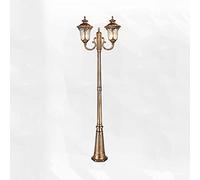 SnamicE Lampadaire d'extérieur à 2 lampadaires, lampadaires étanches en verre grainé à l'eau, lampe colonne en aluminium, hauteur 305 cm
