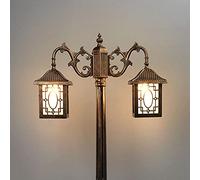 SnamicE Lampadaire d'extérieur à 2 lumières pour extérieur, poteau haut IP56, éclairage de rue, jardin, terrasse, paysage, pilier, parc, garage, hauteur 255 cm