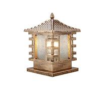 SnamicE Lampadaire d'extérieur E27 étanche à la pluie pour porte de cour, villa, lampadaire rustique pour terrasse, pilier créatif en verre dépoli aluminium, bronze, longueur : 19 cm