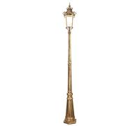 SnamicE Lampadaire d'extérieur E27 - Lanterne de jardin en verre - Tête unique - Étanche IP55 - Laiton - Hauteur : 275 cm