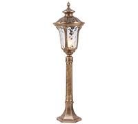 SnamicE Lampadaire d'extérieur E27 traditionnel en verre - Étanche IP65 - Anti-rouille - En aluminium moulé sous pression - Laiton - Hauteur : 0,8 m