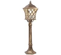 SnamicE Lampadaire d'extérieur rétro antique E27 IP42 étanche en verre moulé sous pression en aluminium moulé sous pression pour cour, chemin, pelouse, laiton, hauteur 0,8 m