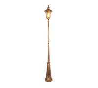 SnamicE Lampadaire d'extérieur rétro en verre étanche IP65 en laiton, métal, aluminium, allée, cour, jardin, pelouse, hauteur 2,17 m