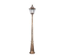 SnamicE Lampadaire d'extérieur traditionnel E27 à tête unique extérieur IP65 en verre étanche rétro en aluminium Hauteur laiton 2,2 m