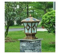 SnamicE Lampadaire extérieur E27 solaire extérieur en verre étanche rétro industriel lampes colonne lampes de portail de jardin, maison, balcon, pilier, décoration de jardin, laiton blanc
