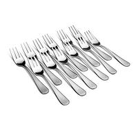 Snamonkia Lot de 12 petites fourchettes à dessert en acier inoxydable, 14 cm, 3 dents, pour cocktail, salade, fruits, pour fête et voyage
