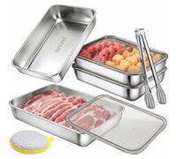 SneiDr Boîte Conservation Alimentaire Inox316 4PCS 25x20x4.5cm boite Jambon | Boîte Fromage Frigo avec Couvercle Compatible Lave-Vaisselle Conservation Rapide au Froid pour Fromage Charcuterie Légumes