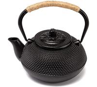 SnelShoppen - Teapot en fer noir Tetsubin 900ml avec infuseur en acier inoxydable - Durable, cuir émail à l'intérieur, parfait pour les amoureux du thé