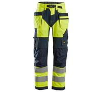 Snickers FlexiWork Hi-Vis Travailitpantalon avec. poches holster, cl. 2, EN 14404, 20471 HV-jaune-navy 50