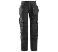 Snickers Pantalon de travail AllroundWork Stretch pour femmesitavec poche de rangement. Poches holster, EN 14404 Noir XXL/SHORT