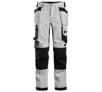 Snickers Pantalon de travail AllroundWork Stretch pour femmesitavec poche de rangement. Poches holster, EN 14404 Blanc-Noir 36